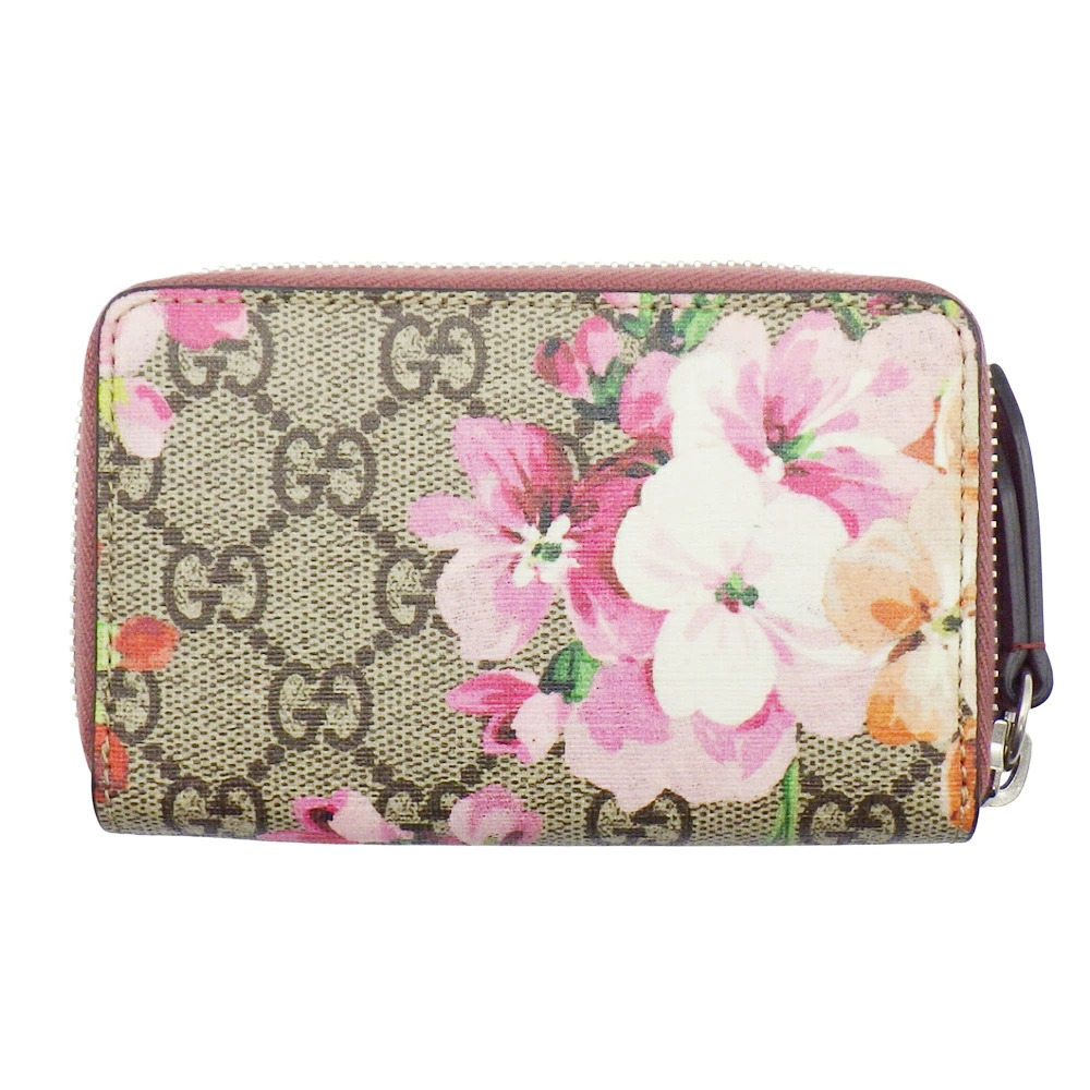 Gucci coin case Wallet GG Blooms Floral Beige Cream x Pink Leather